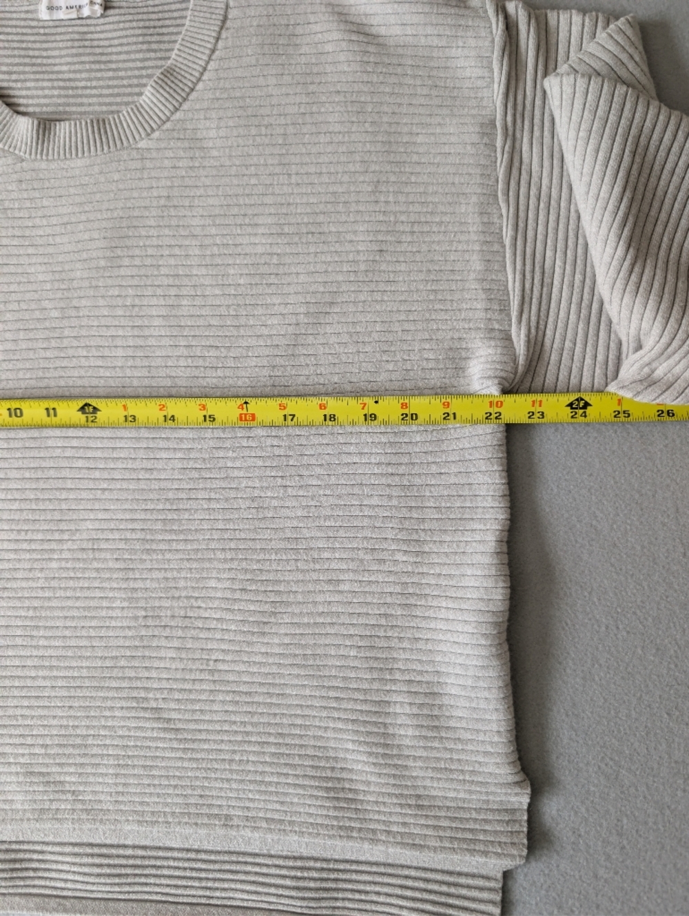 Good American Light Grey Ribbed Knit Sweater 4 XL Clean Girl Minimalist Capsule image 9
